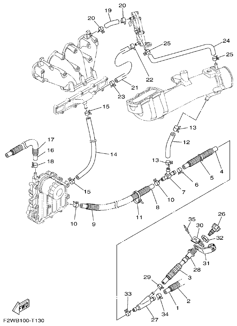 Yamaha VX18002019F4E7(F6G EXHAUST 2 parts diagram